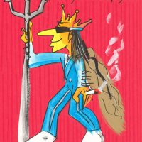 UDO LINDENBERG   -  Siebdruck  - König von Scheißegalien - Rot