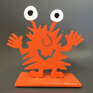 Patrick Preller - Metallskulptur - Monsterfreund "HALLO" in Orange