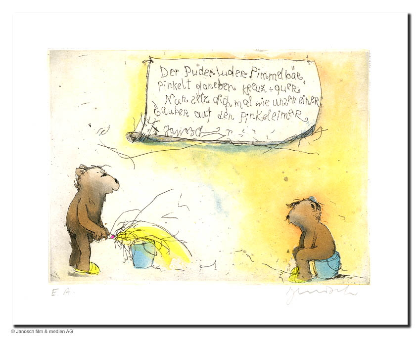 Janosch - Grafik - Puderluder, Pimmelbär
