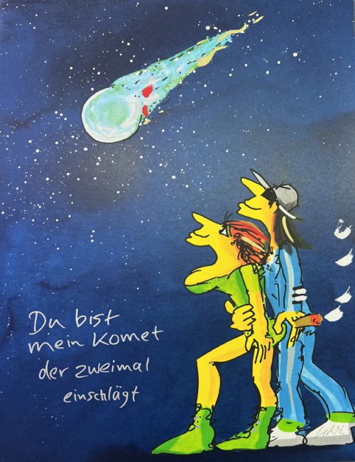 UDO LINDENBERG   -  Siebdruck  - DU BIST MEIN KOMET, DER ZWEIMAL EINSCHLÄGT - Midnight Edition