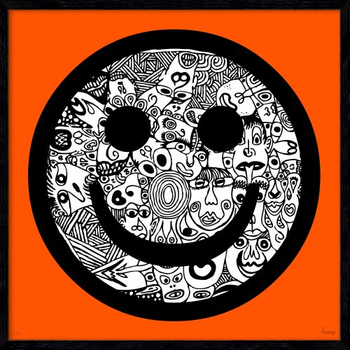 SMILE - orange inkl. Rahmen 50x50cm