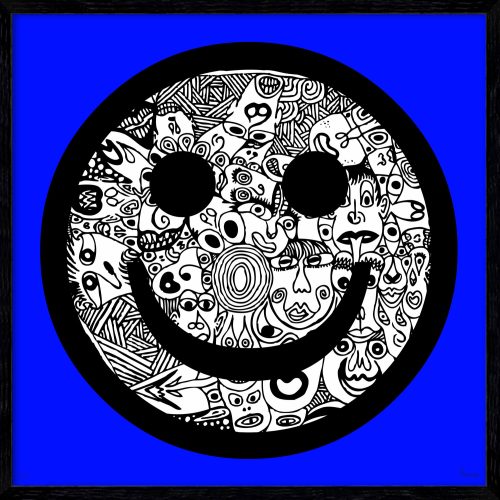 SMILE - blau inkl. Rahmen 50x50cm