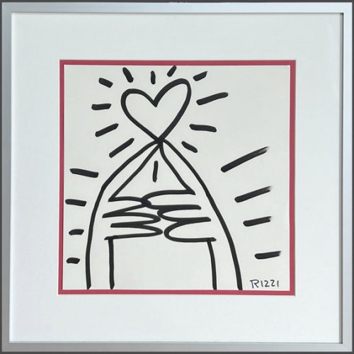 JAMES RIZZI - HAND WITH HEART- UNIKAT ZEICHNUNG - Rarität Einzelstück