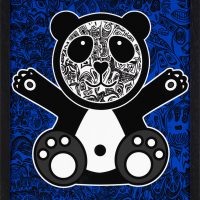 HAPPY PANDA - Romulo Kuranyi - Blau inkl. Rahmen 30x40 cm