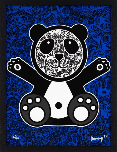 HAPPY PANDA - Romulo Kuranyi - Blau inkl. Rahmen 30x40 cm