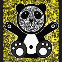 HAPPY PANDA - Romulo Kuranyi - Gelb inkl. Rahmen 30x40 cm