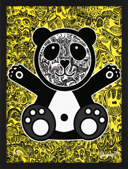 HAPPY PANDA - Romulo Kuranyi - Gelb inkl. Rahmen 30x40 cm