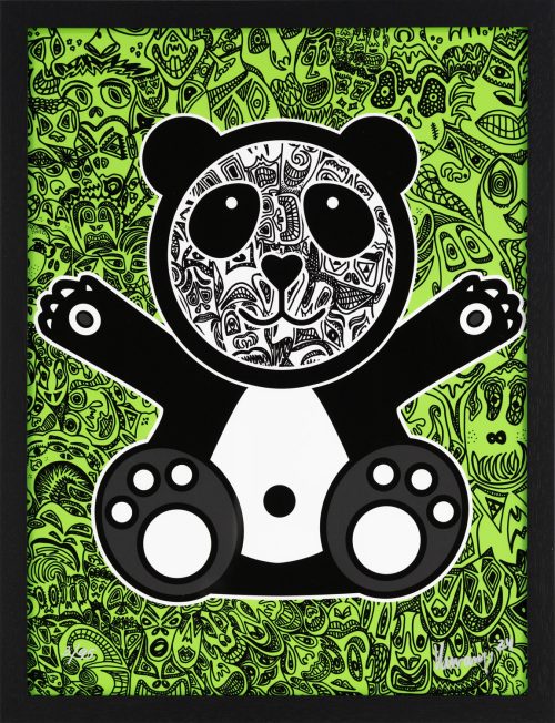 HAPPY PANDA - Romulo Kuranyi - Grün inkl. Rahmen 30x40 cm